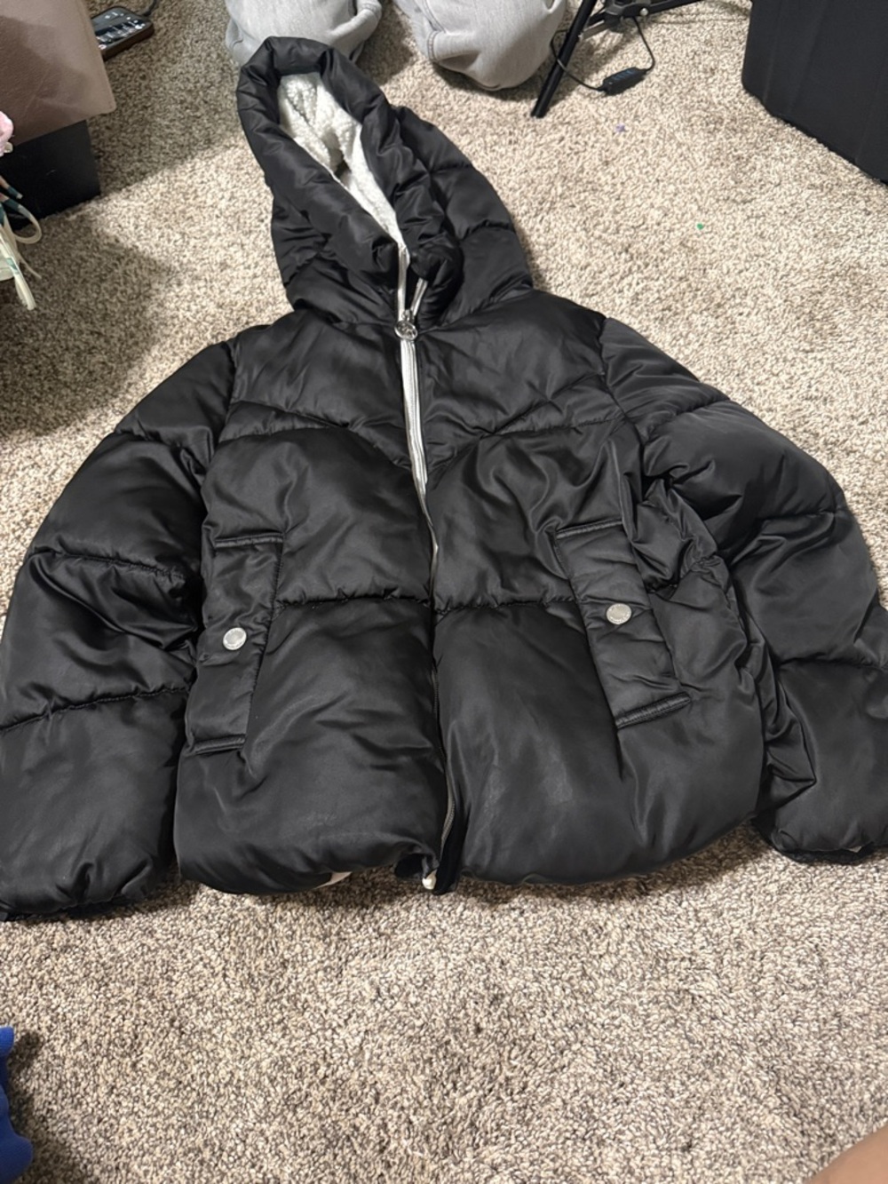 Michael Kors Black Hooded Puffer Jacket for Kids